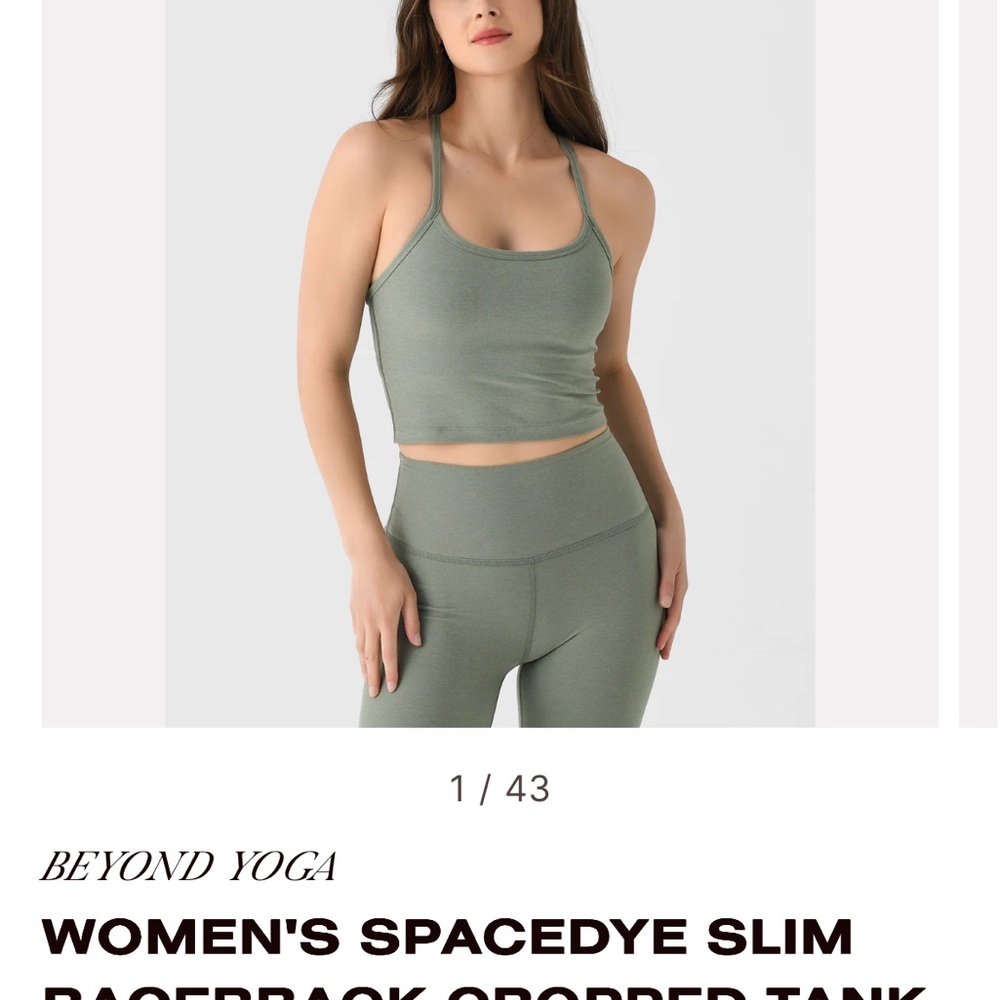 Beyond Yoga heather green set.